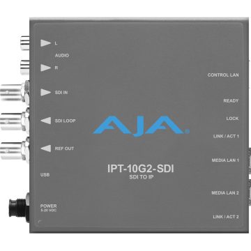 AJA IPT-10G2-SDI 3G-SDI to SMPTE ST 2110 Video and Audio IP Encoder