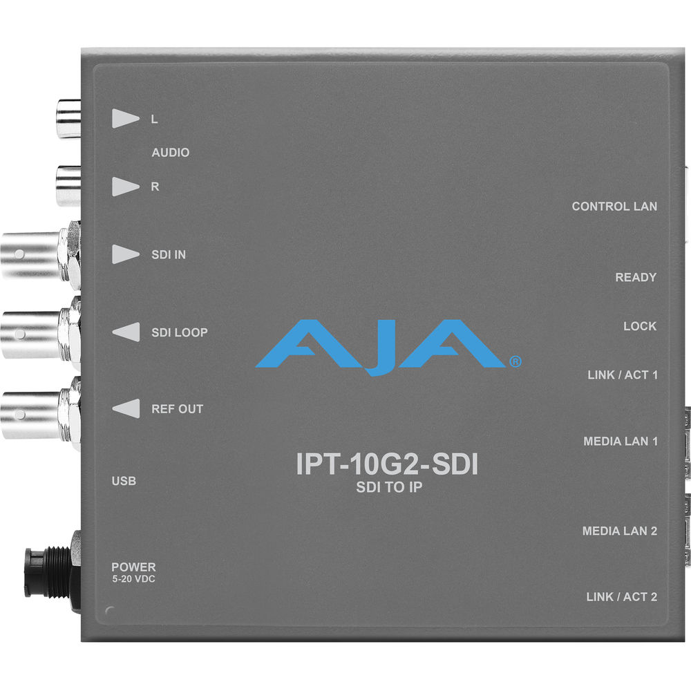 AJA IPT-10G2-SDI 3G-SDI to SMPTE ST 2110 Video and Audio IP Encoder