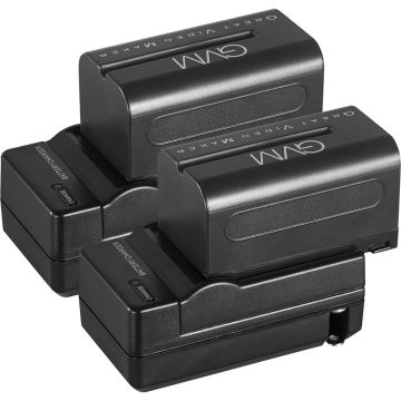 GVM NP-F750 4400MAH Batteries with Travel Chargers (set of 4)