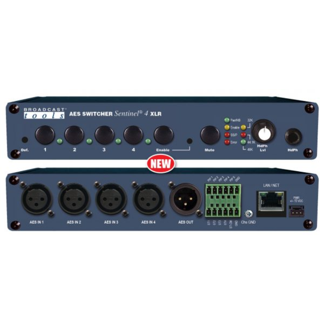 Broadcast Tools BT-AES-SWITCHER-SENTINEL-4-XLRWEB-ENABLED Four Channel
