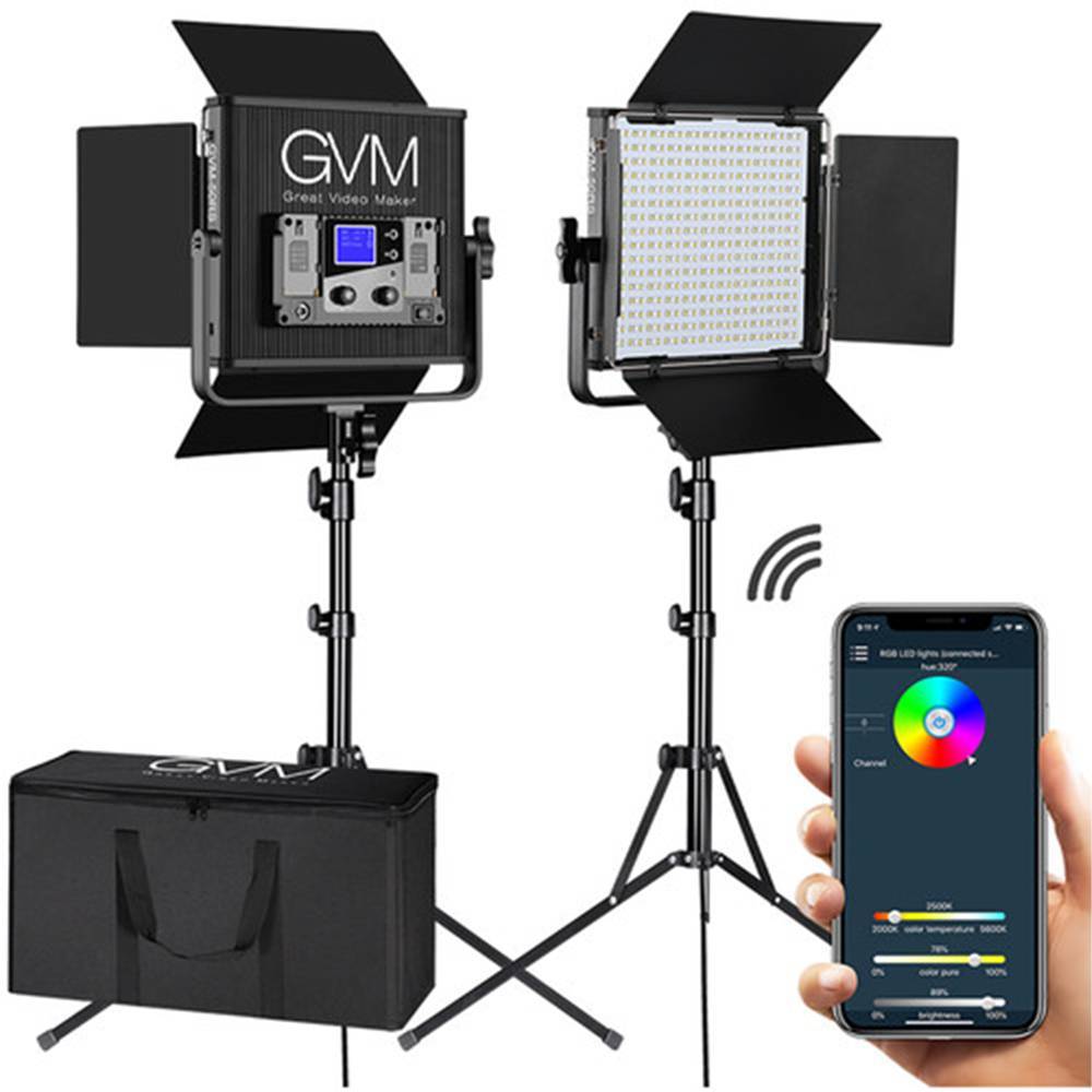 GVM 50RS2L RGB LED Studio 2-LIGHT Soft Video Light Panel Kit Black