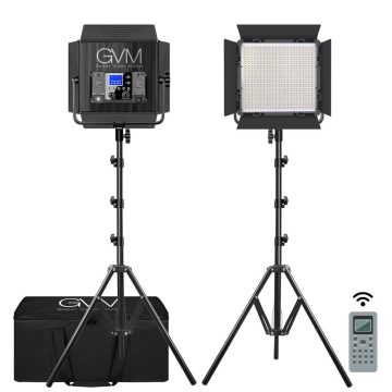 GVM 672S-B2L Bi-Color LED Video Light Panel 2 Light Kit Black