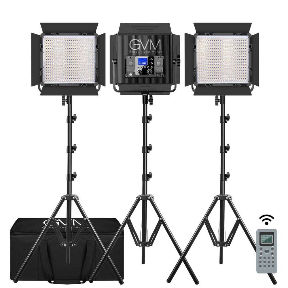 GVM 672S-B3L Bi-Color LED Video Light Panel 3 Light Kit Black