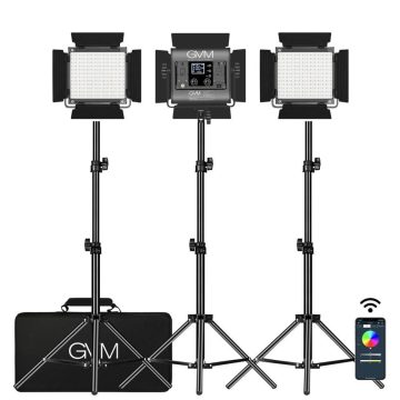 GVM 800D-RGB LED Studio 3-VIDEO Light Kit