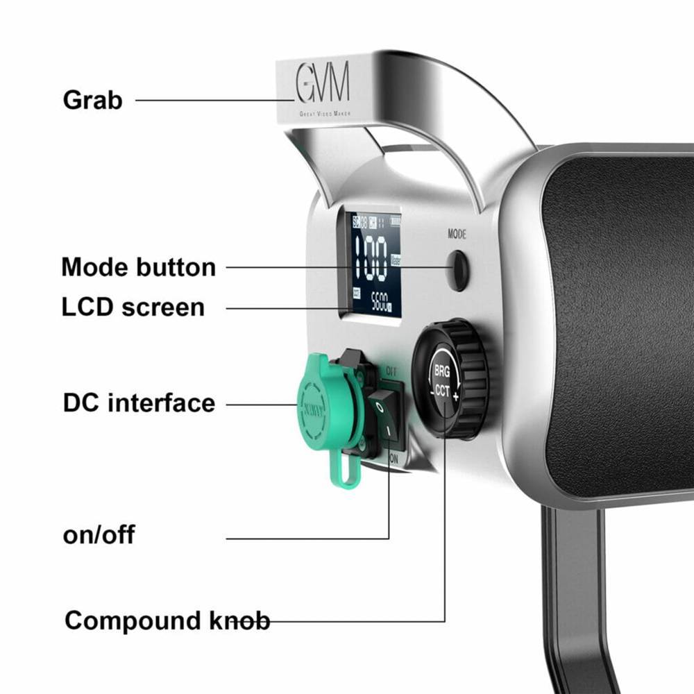 GVM SD200D-SET2 GVM SD200D Bi-Color LED Video Spotlight Kit - Image 5