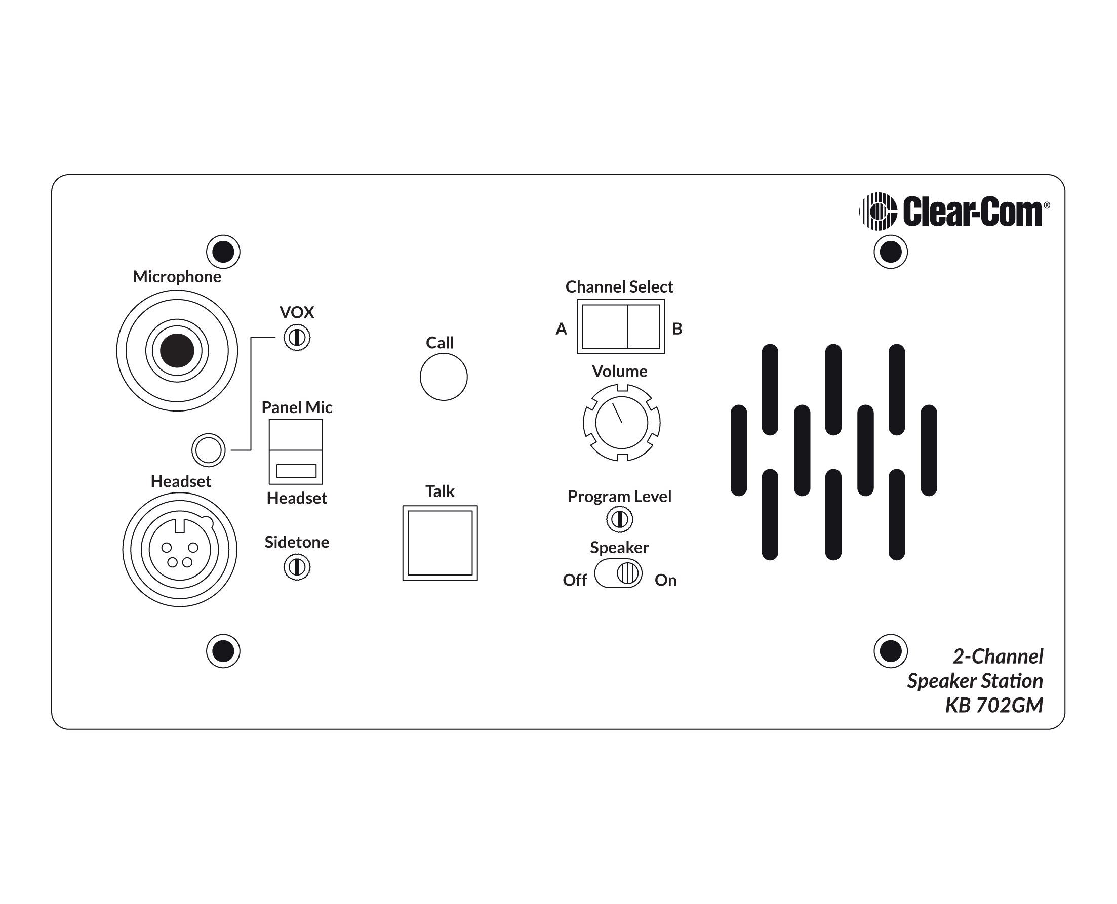 Clear-Com KB-702GM 2-Channel Encore Intercom System Flush Mount Remote - Image 2