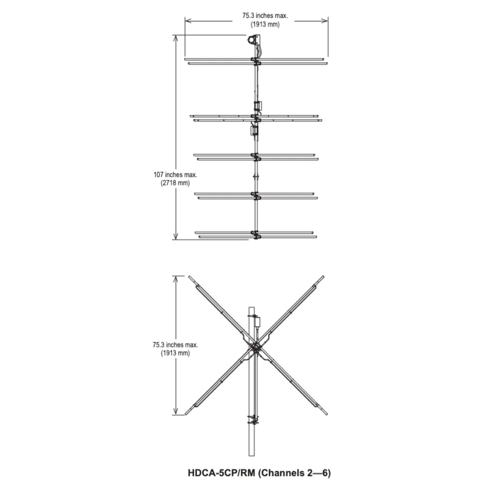 Kathrein-Scala Scala HDCA-5CP/RM/50N CH-3 Circular Polarization Band I Five Element Yagi - Image 2