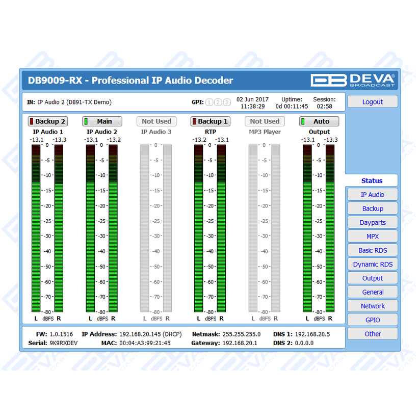 DEVA Broadcast DB9009-RX/MPX Profesional Second Generation Advanced IP Audio - Image 3